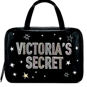 Victoria Secret Black Celestial Shimmer Jetsetter Hanging Travel Case